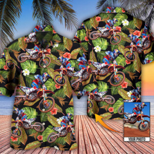 Motocross Tropical Flower Custom Photo - Hawaiian Shirt - Owl Ohh - Owl Ohh