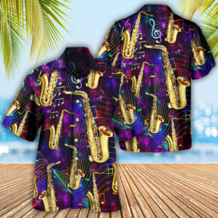Saxophone Music Neon Art - Hawaiian Shirt - Owl Ohh - Owl Ohh