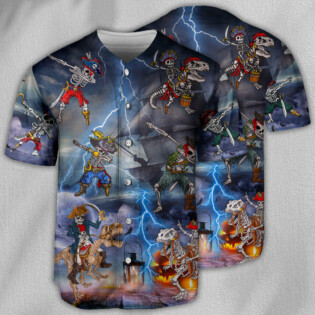 Pirate Halloween Skeleton Scary - Baseball Jersey - Owl Ohh