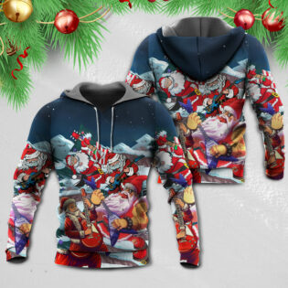 Christmas Santa With Electric Guitar - Hoodie - Owl Ohh - Owl Ohh