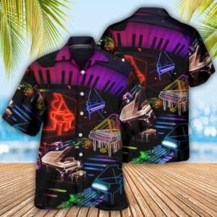 Piano Neon Style Music Lover - Hawaiian Shirt - Owl Ohh - Owl Ohh