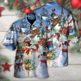 Christmas Snowman Lover Happy Couple Snowman - Hawaiian Shirt - Owl Ohh - Owl Ohh