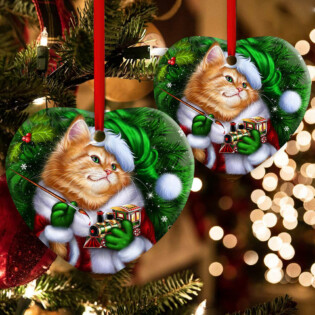 Christmas Cat Cute Kitten Meowy Xmas - Heart Ornament - Owl Ohh - Owl Ohh