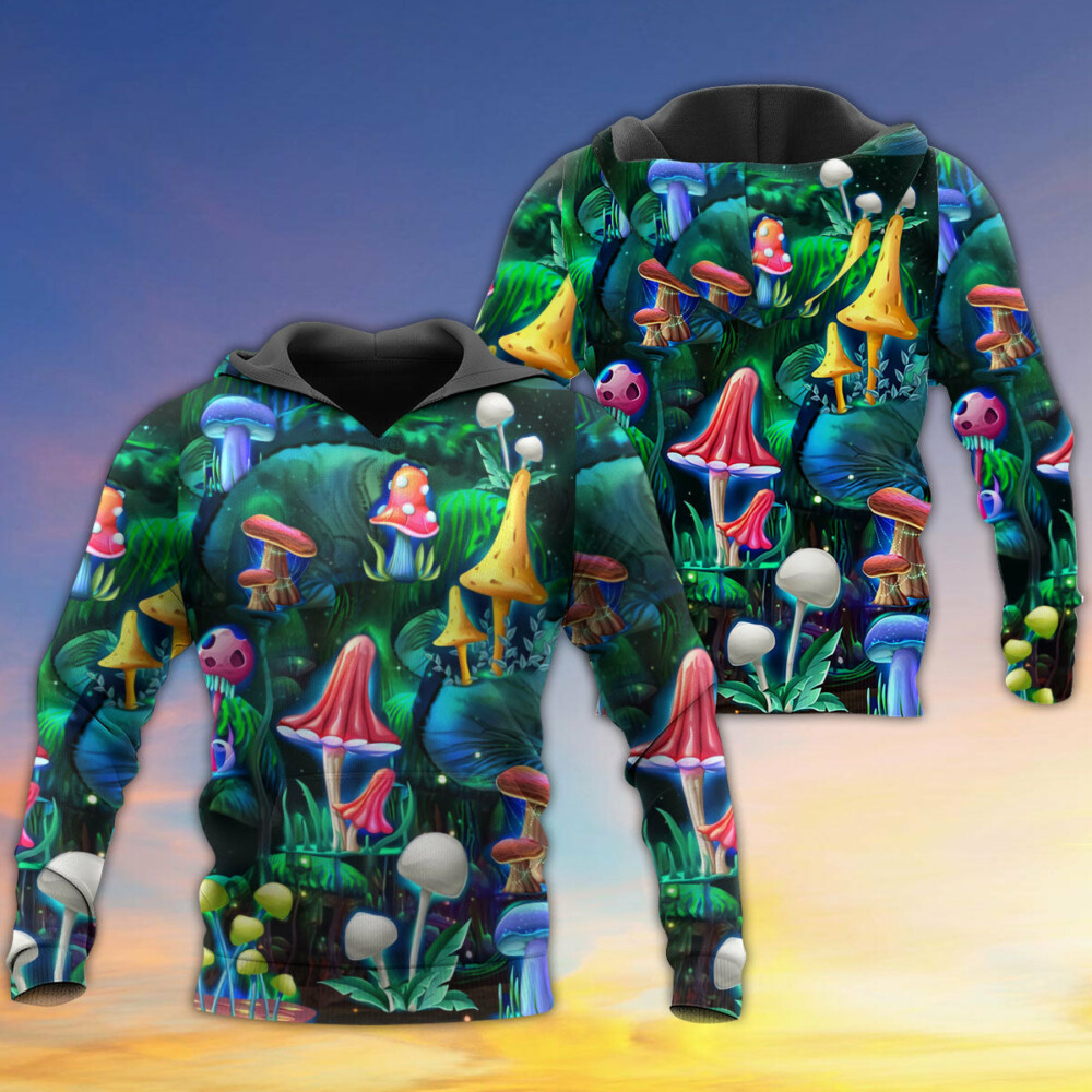 Hippie Mushroom Galaxy Neon Art - Hoodie - Owl Ohh - Owl Ohh