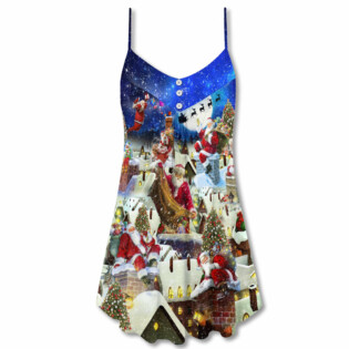 Christmas Up On Rooftop Santa's Busiest Night - V-neck Sleeveless Cami Dress - Owl Ohh - Owl Ohh