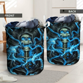 Skull Black Ground Thunder - Laundry Basket - Owl Ohh - Owl Ohh
