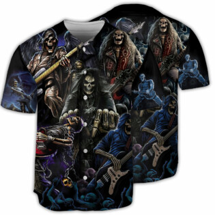 Skull Guitar Cool Dark - Baseball Jersey - Owl Ohh - Owl Ohh