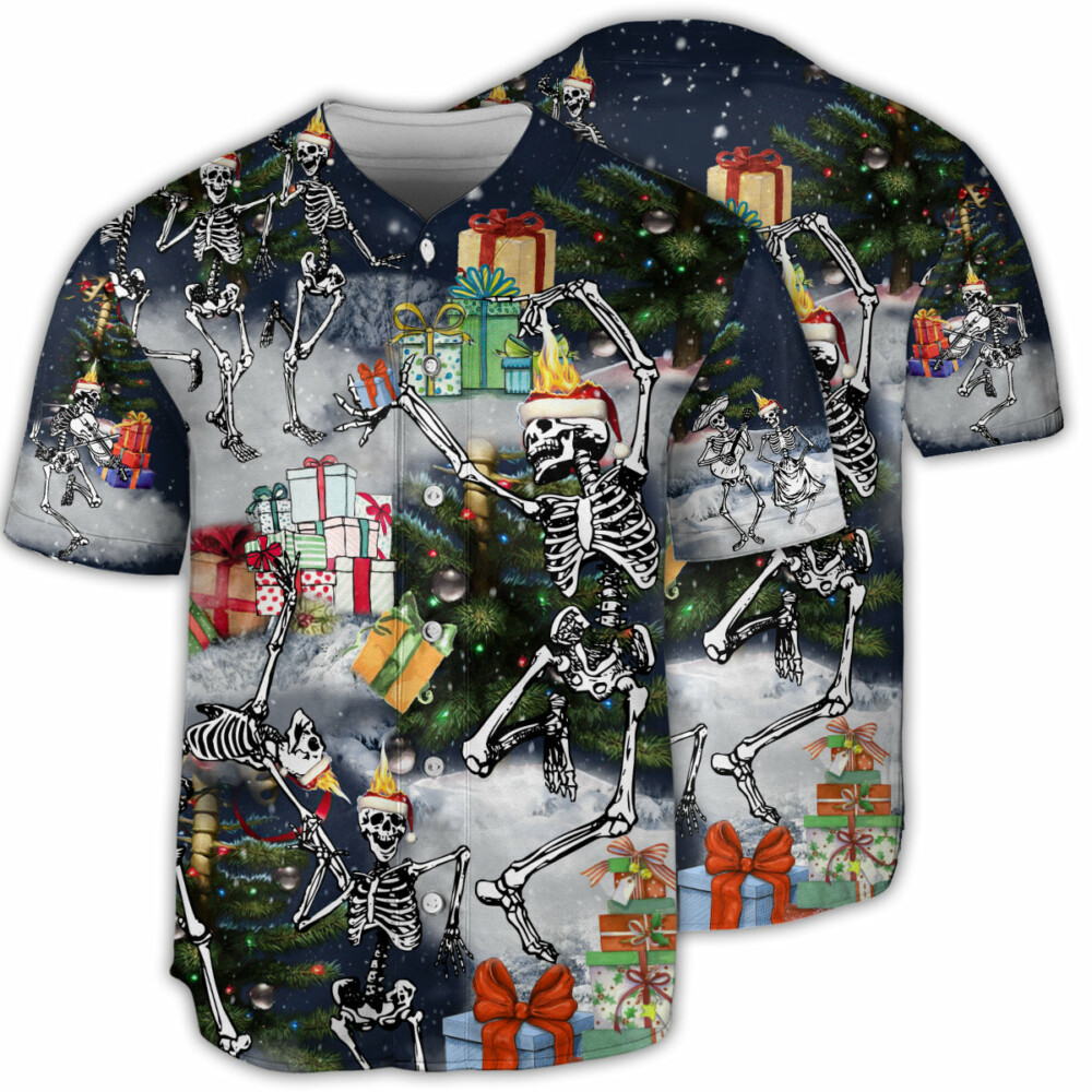 Skull Dancing With Christmas - Baseball Jersey - Owl Ohh - Owl Ohh