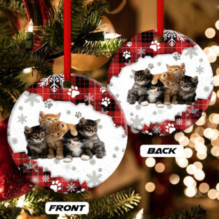 Christmas Cat Loves Snow - Circle Ornament - Owl Ohh - Owl Ohh