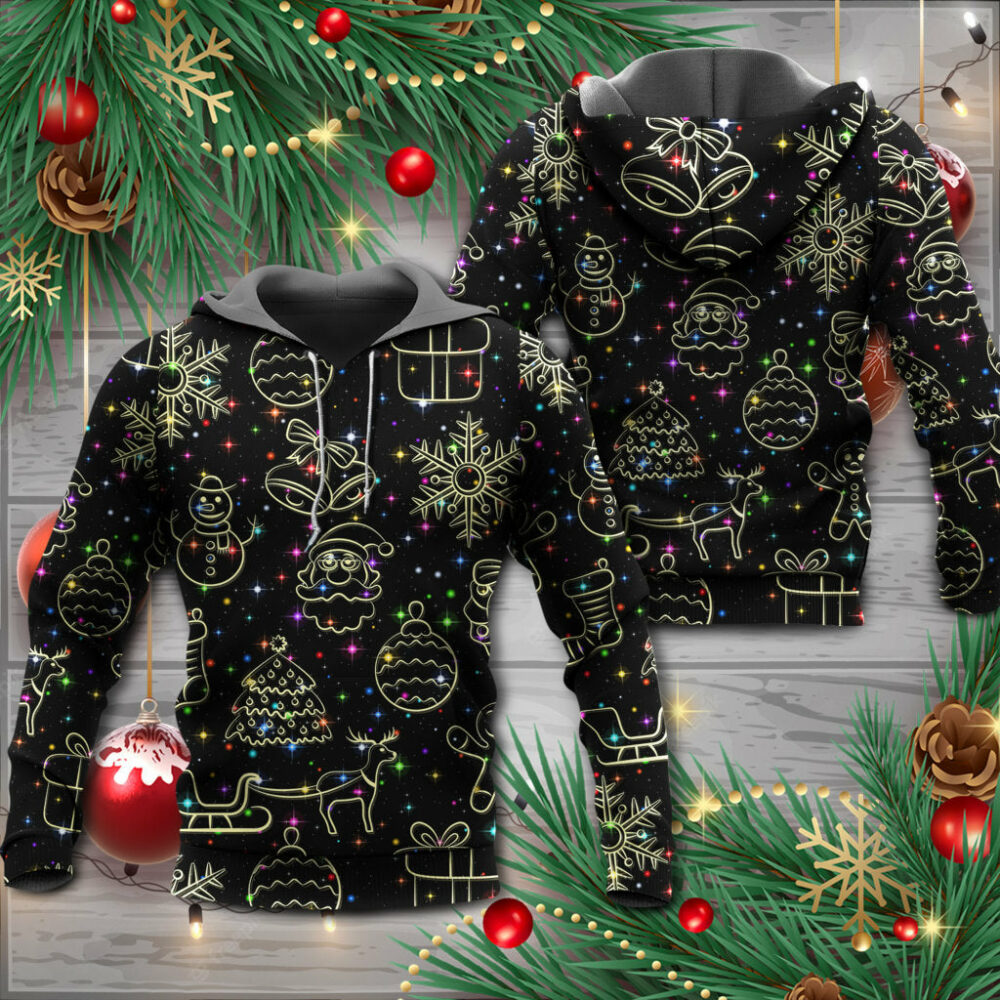 Christmas Neon Light Stary Amazing Night - Hoodie - Owl Ohh - Owl Ohh
