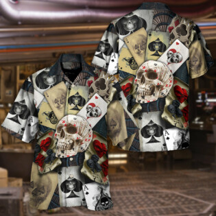 Skull Gambling Card Retro Art - Hawaiian Shirt - Owl Ohh-Owl Ohh