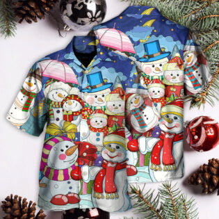 Christmas Snowman Merry Xmas And Happy New Year Art Style - Hawaiian Shirt - Owl Ohh for men and women, kids - Owl Ohh