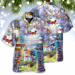 Lighthouse Christmas Santa Through The Storm - Hawaiian Shirt - Owl Ohh - Owl Ohh