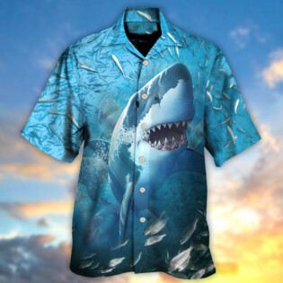 Shark Swims Through Baitfish Shoal - Hawaiian Shirt - Owl Ohh for men and women, kids - Owl Ohh