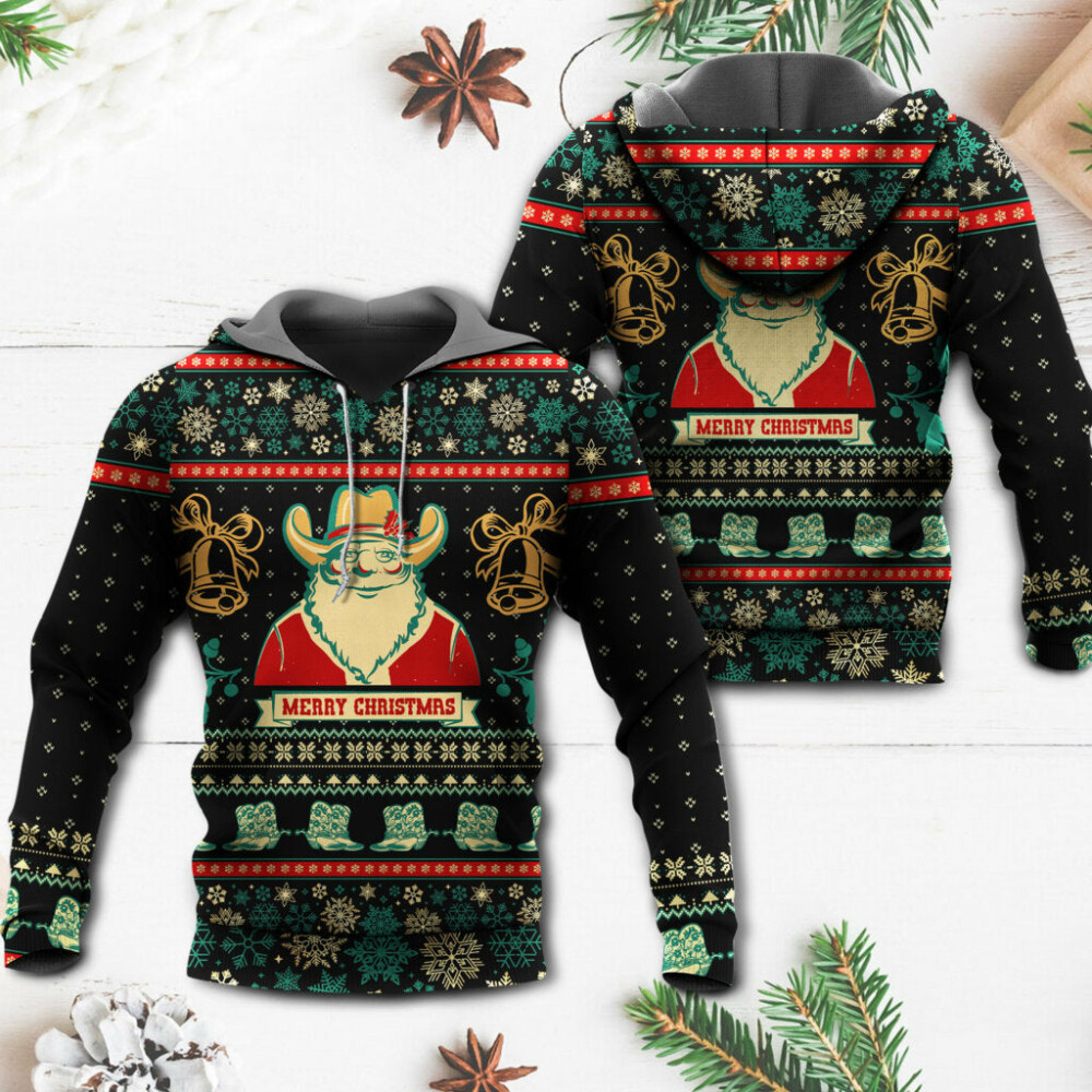Christmas Cowboy Santa Christmas Old Man - Hoodie - Owl Ohh - Owl Ohh