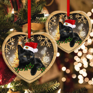 Christmas Black Cat Cute Kitty Cat Xmas - Heart Ornament - Owl Ohh - Owl Ohh