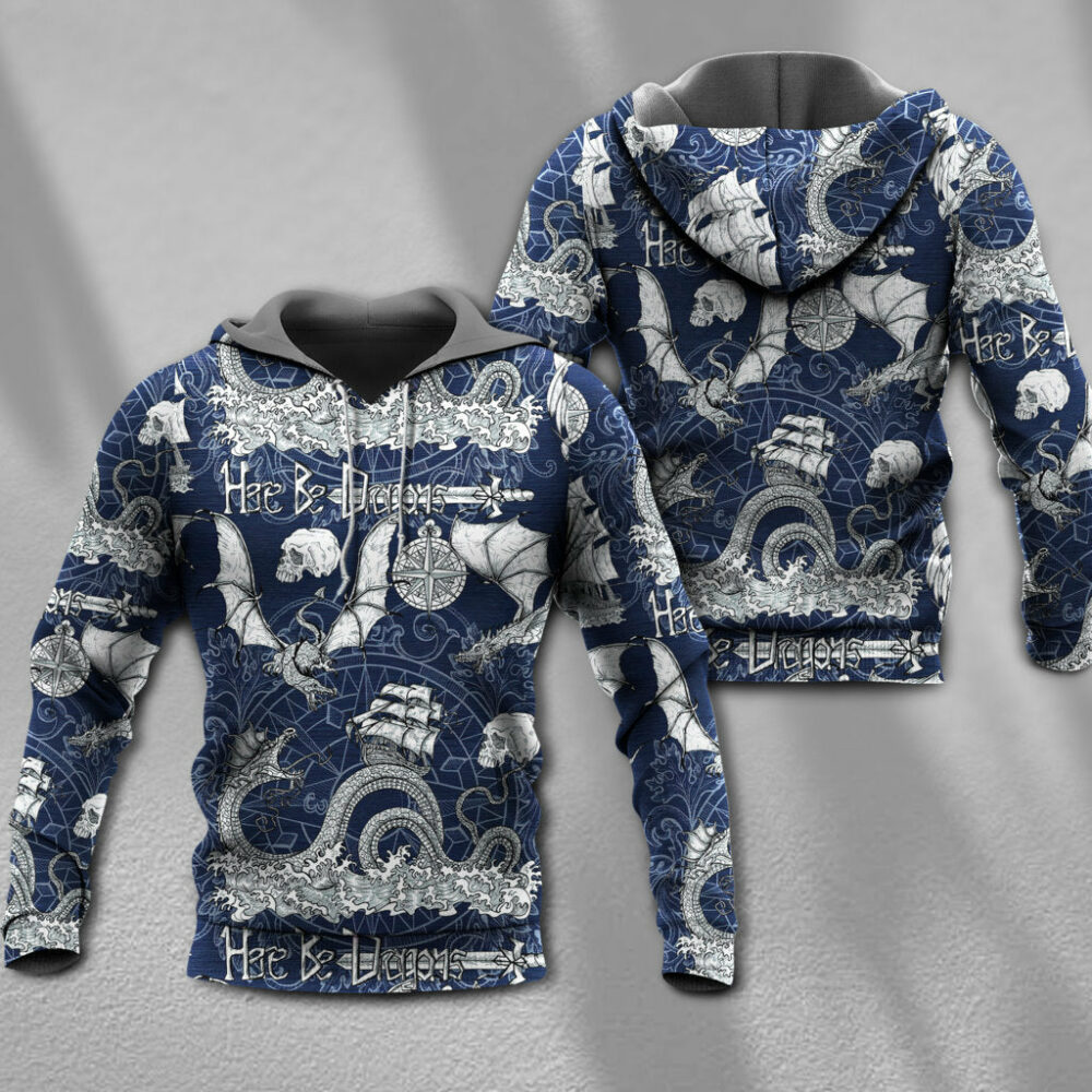 Dragon With Skull Old Ship Sea Life - Hoodie - Owl Ohh - Owl Ohh