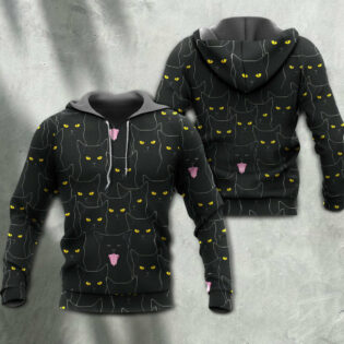 Black Cat Lovely Looking At You - Hoodie - Owl Ohh - Owl Ohh