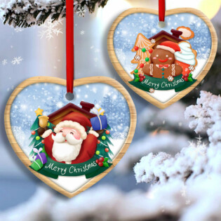 Christmas Santa Snowman Merry Christmas - Heart Ornament - Owl Ohh - Owl Ohh