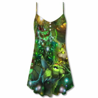 Cat Love Night And Star Mysterious - V-neck Sleeveless Cami Dress - Owl Ohh - Owl Ohh