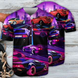 Car Love Racing Car In The Neon City Fast Style - Baseball Jersey - Owl Ohh - Owl Ohh