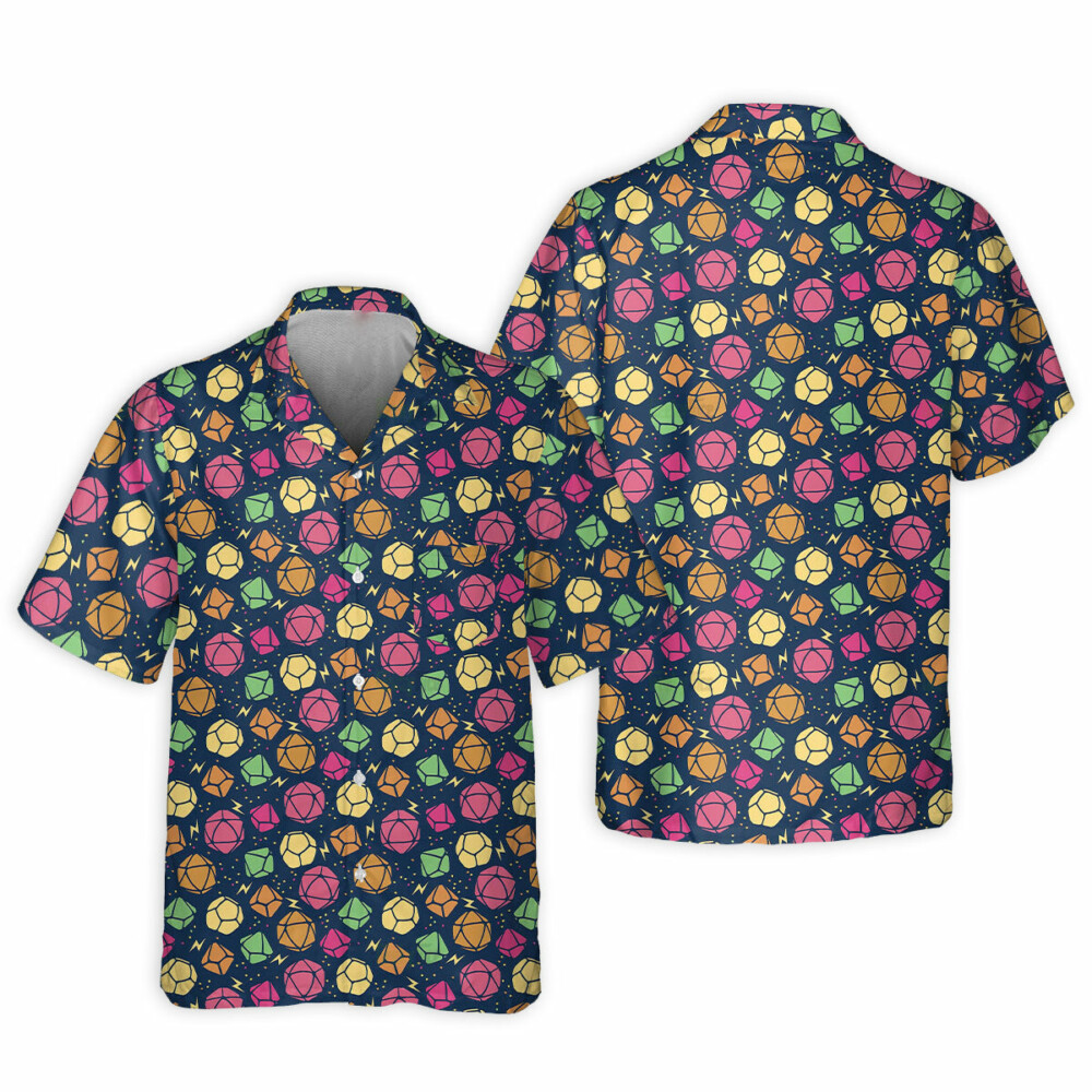 DnD Dice Colorful Pattern Small - Hawaiian Shirt - Owl Ohh - Owl Ohh
