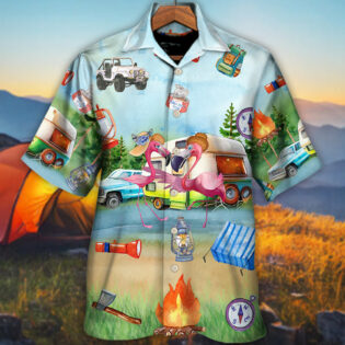 Camping Flamingo Husband And Wife Camping Partners For Life Personalized - Hawaiian Shirt - Personalized Photo Gifts for men and women, kids - Owl Ohh