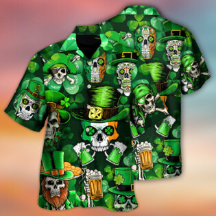 Irish Skull St Patrick's Day Green Light - Hawaiian Shirt - Owl Ohh - Owl Ohh