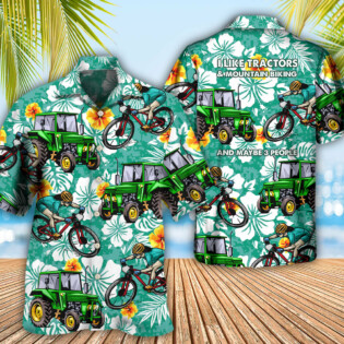 Tractor I Like Tractors And Mountain Biking - Hawaiian Shirt - Owl Ohh - Owl Ohh