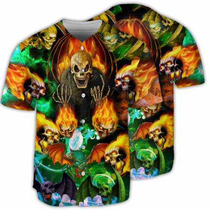 Skull With Bat Wings - Baseball Jersey - Owl Ohh - Owl Ohh