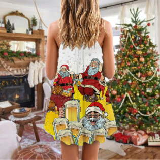 Christmas Santa I Want More Beer - V-neck Sleeveless Cami Dress - Owl Ohh - Owl Ohh