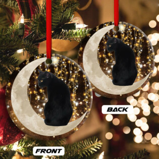 Black Cat And Moon Bright - Circle Ornament - Owl Ohh - Owl Ohh