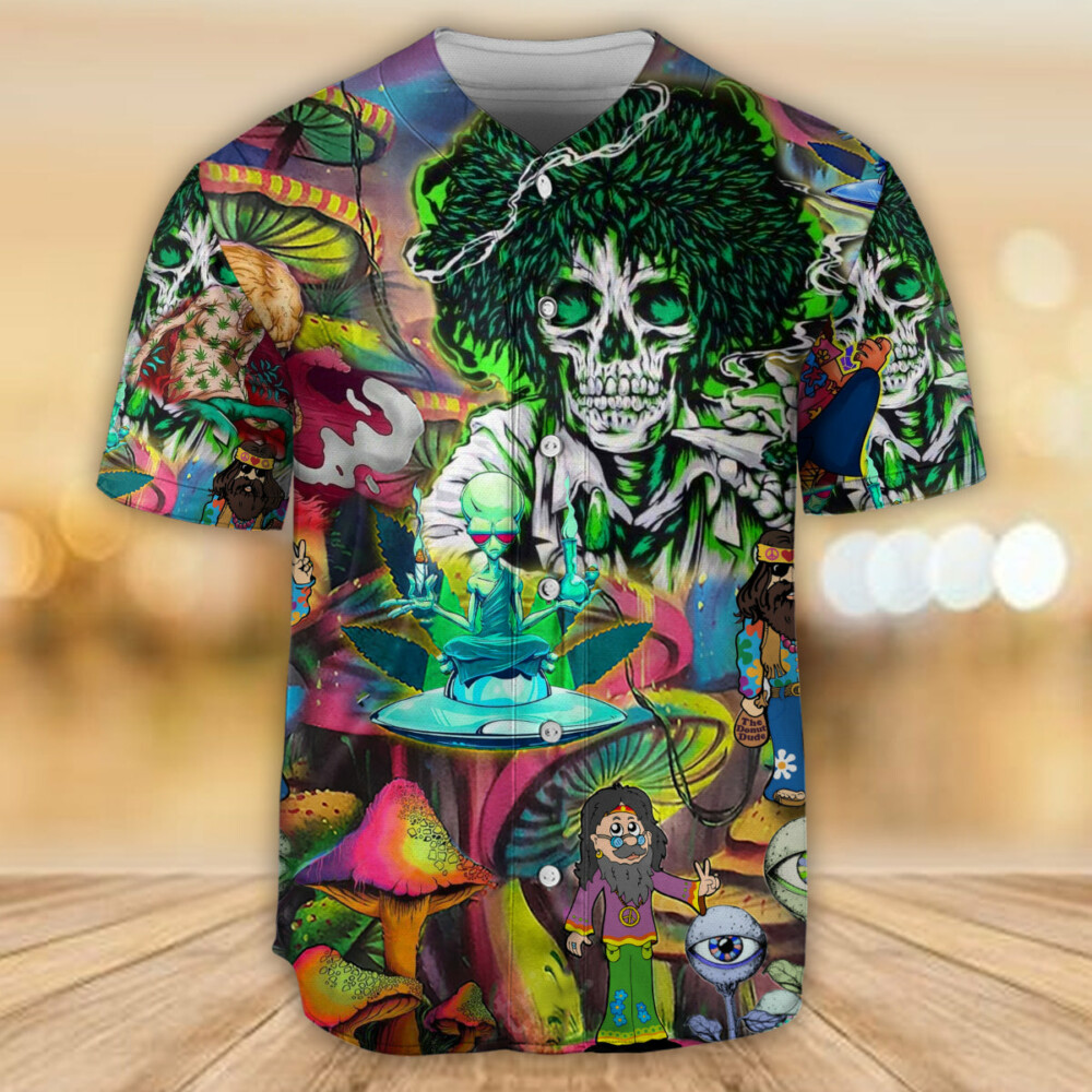 Hippie Skull Alien Mix Color - Baseball Jersey - Owl Ohh - Owl Ohh