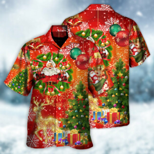 Christmas Santa Claus Drinking Christmas Tree Red Light - Hawaiian Shirt - Owl Ohh - Owl Ohh