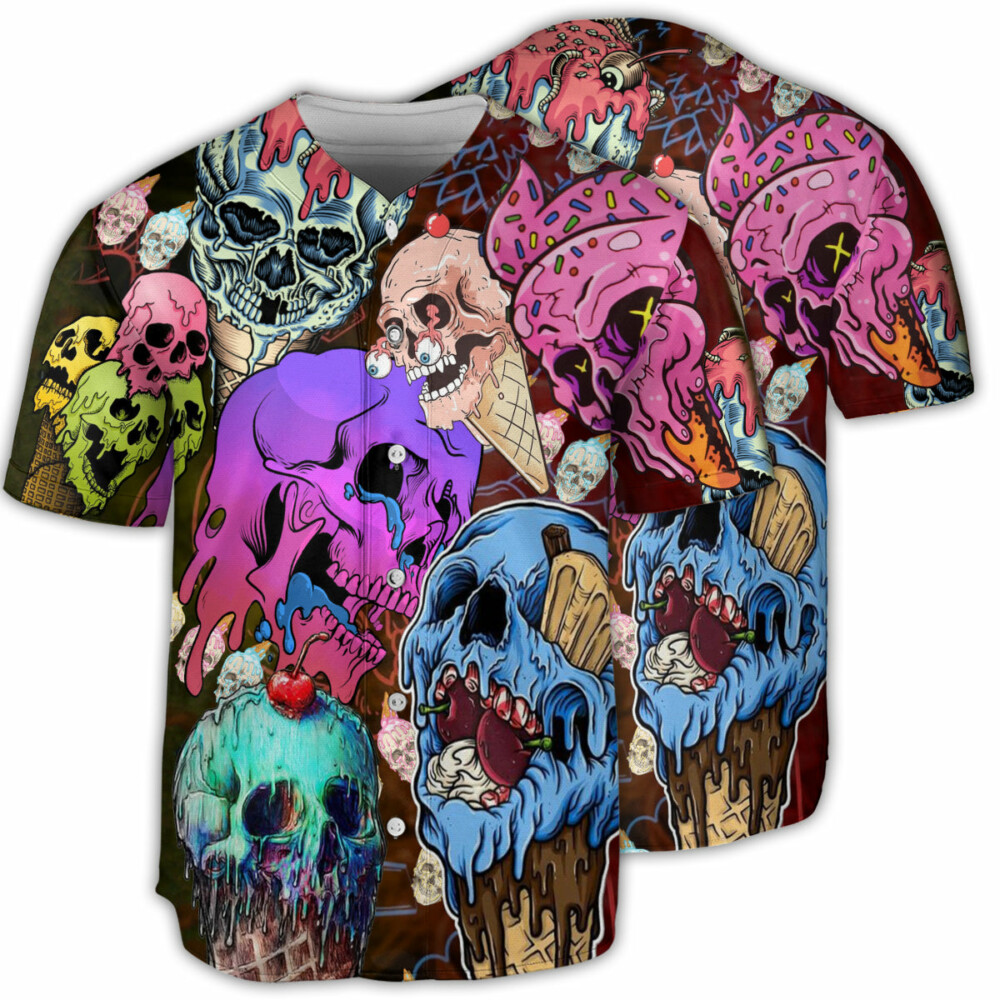 Skull And Ice Cream - Baseball Jersey - Owl Ohh - Owl Ohh