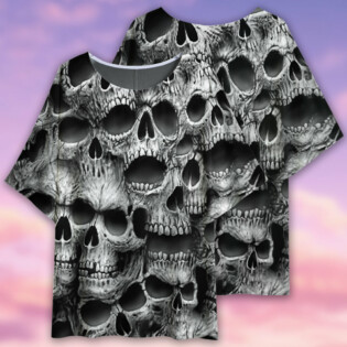 Skull No Fear No Pain Black - Women's T-shirt With Bat Sleeve - Owl Ohh - Owl Ohh