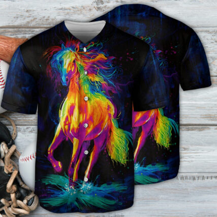 Horse Flame Art Style - Baseball Jersey - Owl Ohh - Owl Ohh