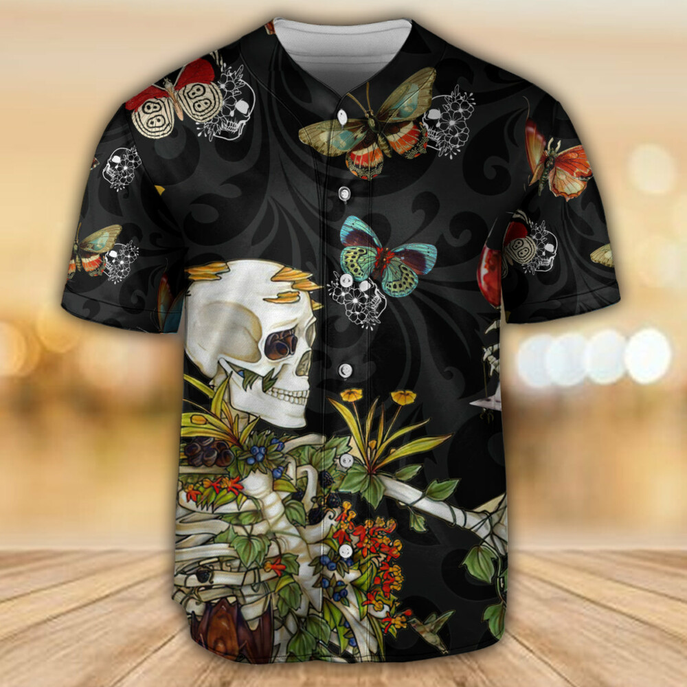 Skull Love Butterfly Overnight - Baseball Jersey - Owl Ohh - Owl Ohh
