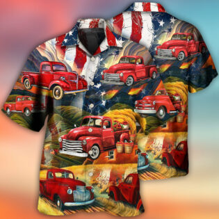 Car Independence Day Red Car Vintage - Hawaiian Shirt - Owl Ohh - Owl Ohh