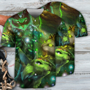 Cat Love Green Neon Cat Style - Baseball Jersey - Owl Ohh - Owl Ohh