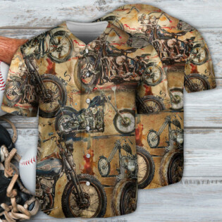 Motorcycle Vintage Art Style - Baseball Jersey - Owl Ohh - Owl Ohh