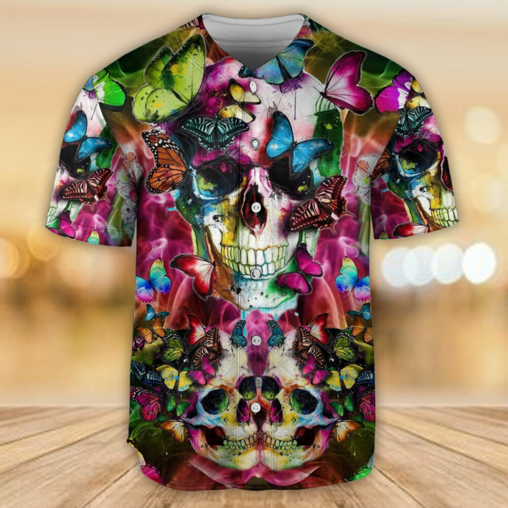 Skull Love Butterfly - Baseball Jersey - Owl Ohh - Owl Ohh