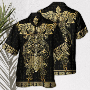 Viking Warrior The Raven Yellow Of Odin - Hawaiian Shirt - Owl Ohh for men and women, kids - Owl Ohh