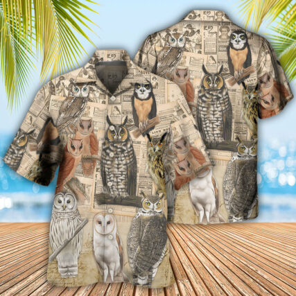 Owl Old Paper Vintage Art - Hawaiian Shirt - Owl Ohh - Owl Ohh