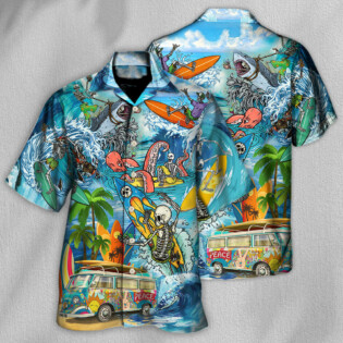 Hippie Live To Surf Skull Live Style - Hawaiian Shirt - Owl Ohh - Owl Ohh