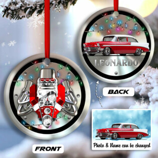 Hot Rod Christmas Metal And Light Custom Photo Personalized - Circle Ornament - Owl Ohh - Owl Ohh