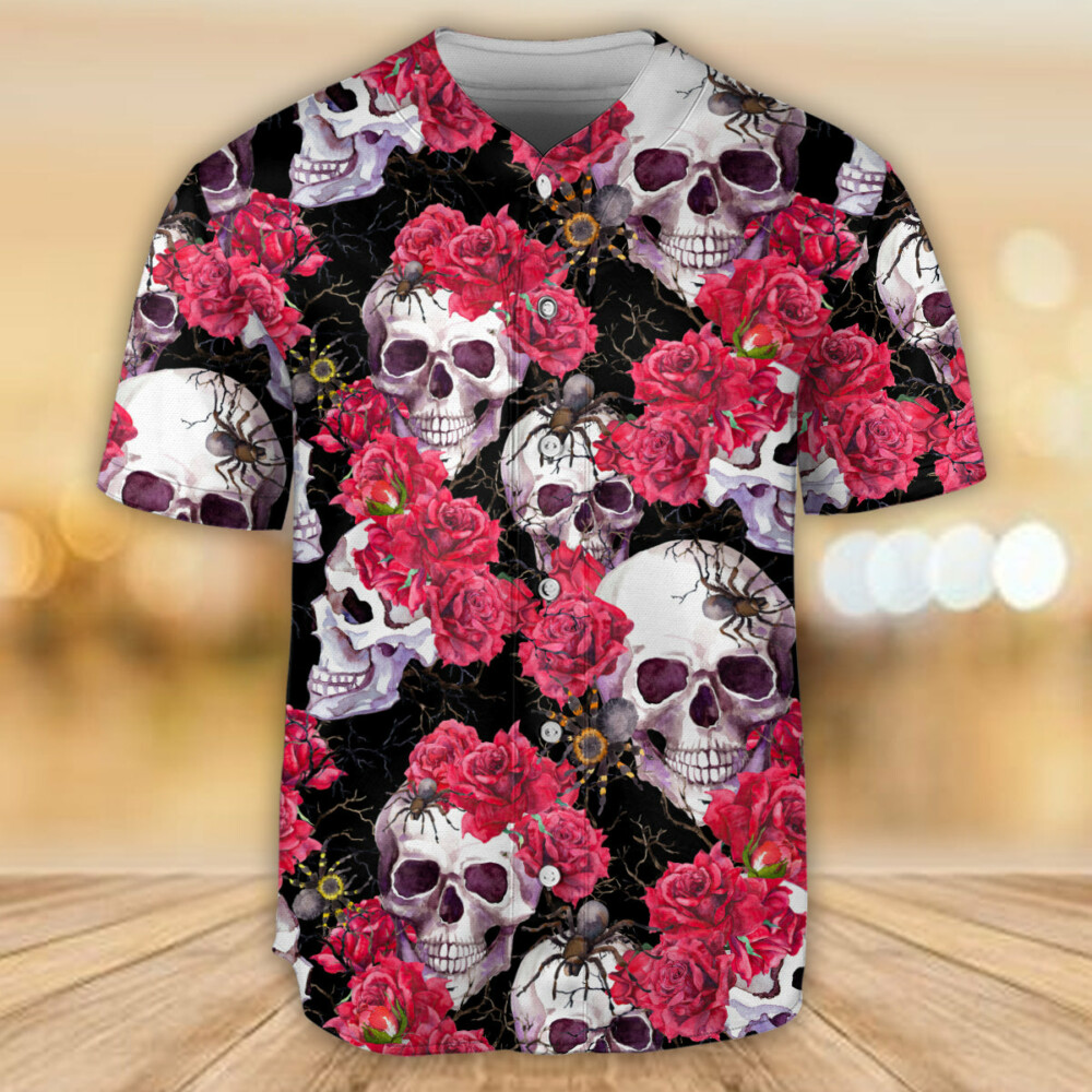 Skull And Rose - Baseball Jersey - Owl Ohh - Owl Ohh