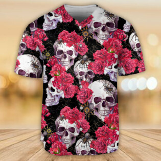 Skull And Rose - Baseball Jersey - Owl Ohh - Owl Ohh