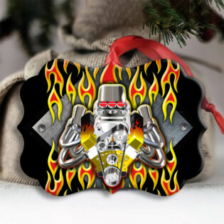 Hot Rod Christmas Flame Christmas Is Coming - Horizonal Ornament - Owl Ohh - Owl Ohh