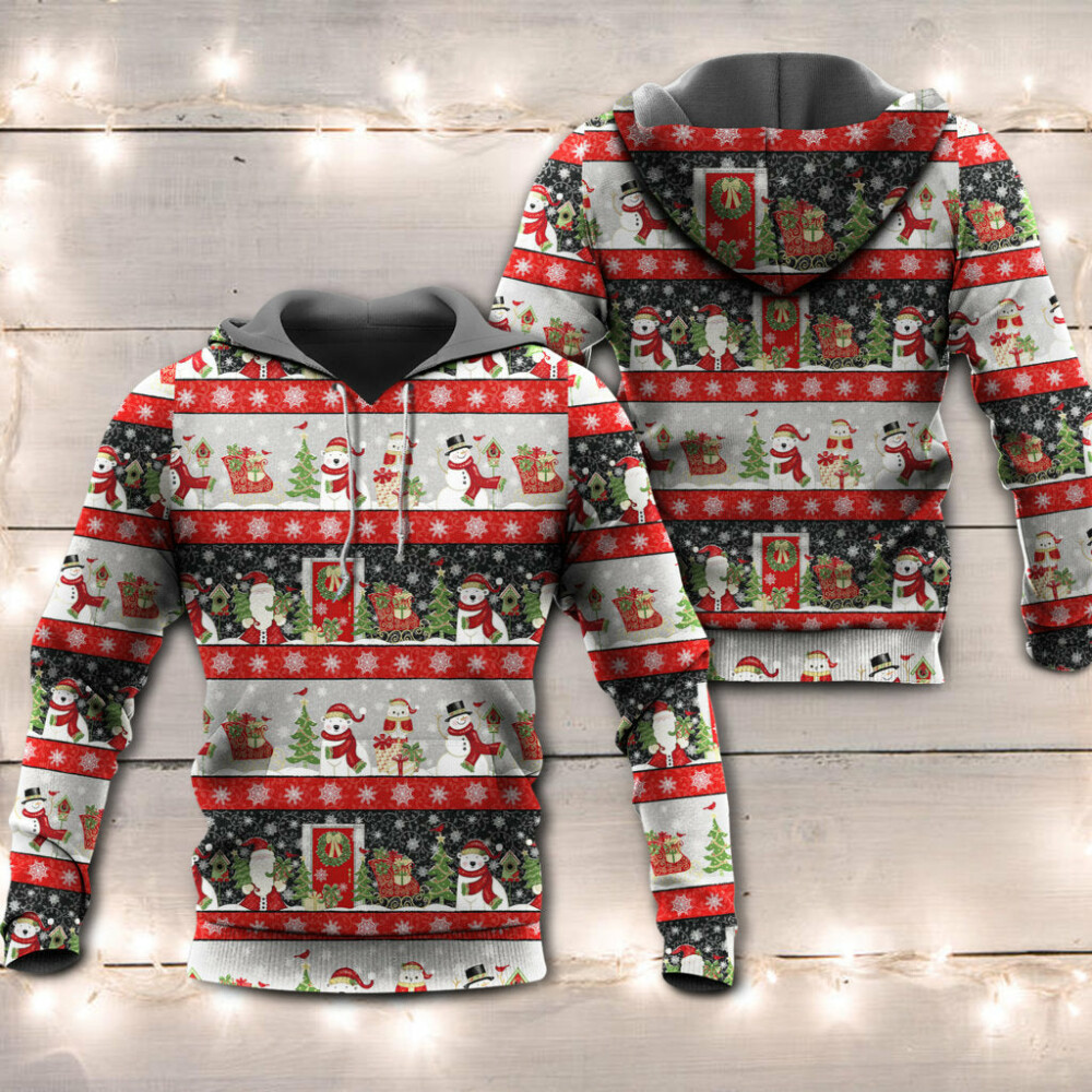 Christmas Santa Claus And Snowman Happy Xmas - Hoodie - Owl Ohh - Owl Ohh